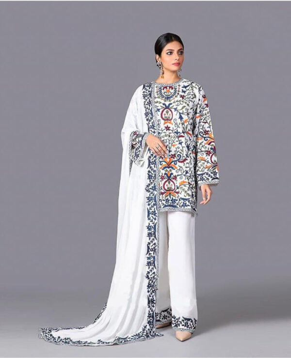 3 Piece lawn fully Embroided with Bamber Chiffon Embroided Dupatta