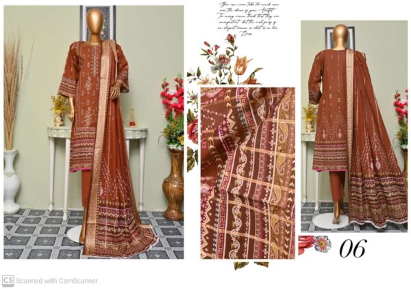 3 PIECES UNSTITCHED KHADDAR, EMBROIDERY NECKLINE & PRINTED ZARI KHADDAR DUPATTA