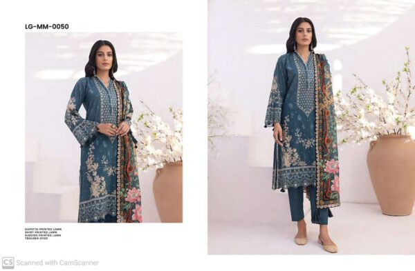 3 Piece Luxury Printed Zari lawn